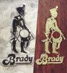 Brady dark and light puffy sticker drummer man badges